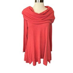 Soft Surroundings Sweater Womens Cowl Neck Stretchy Soft Long Sleeve Pink Small